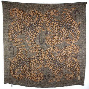 YSL Very Rare 1980s Leopard Silk Scarf